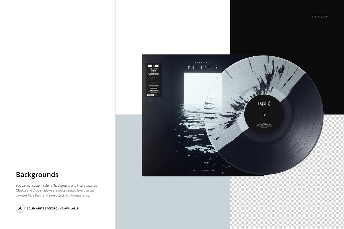 Split Splatter Vinyl Record Mockup, a Merchandise Mockup by creatsy5