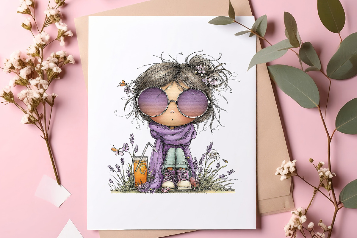 Whimsical summer girls clipart, an Illustration by SinaCreation (Photo 3 of 8)