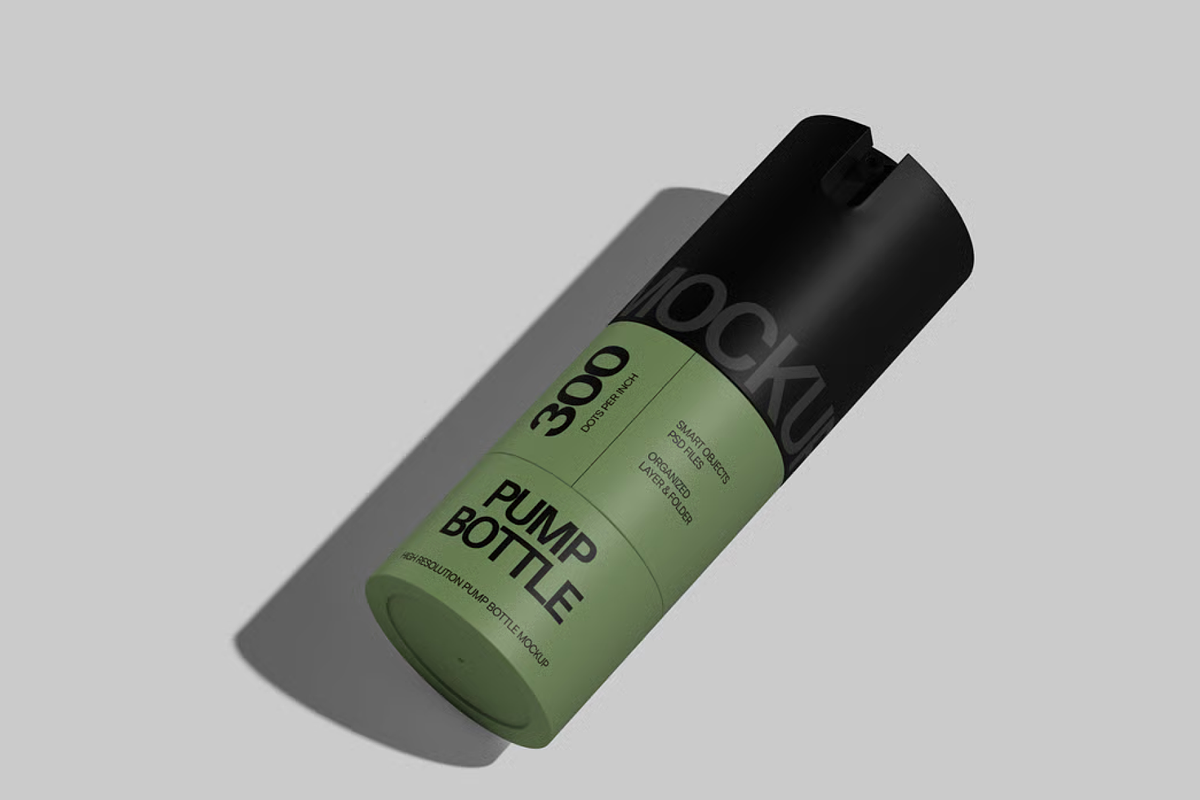 Pump Bottle Mockup 2 Views, a Packaging Mockup by graphicsauce (Photo 2 of 4)