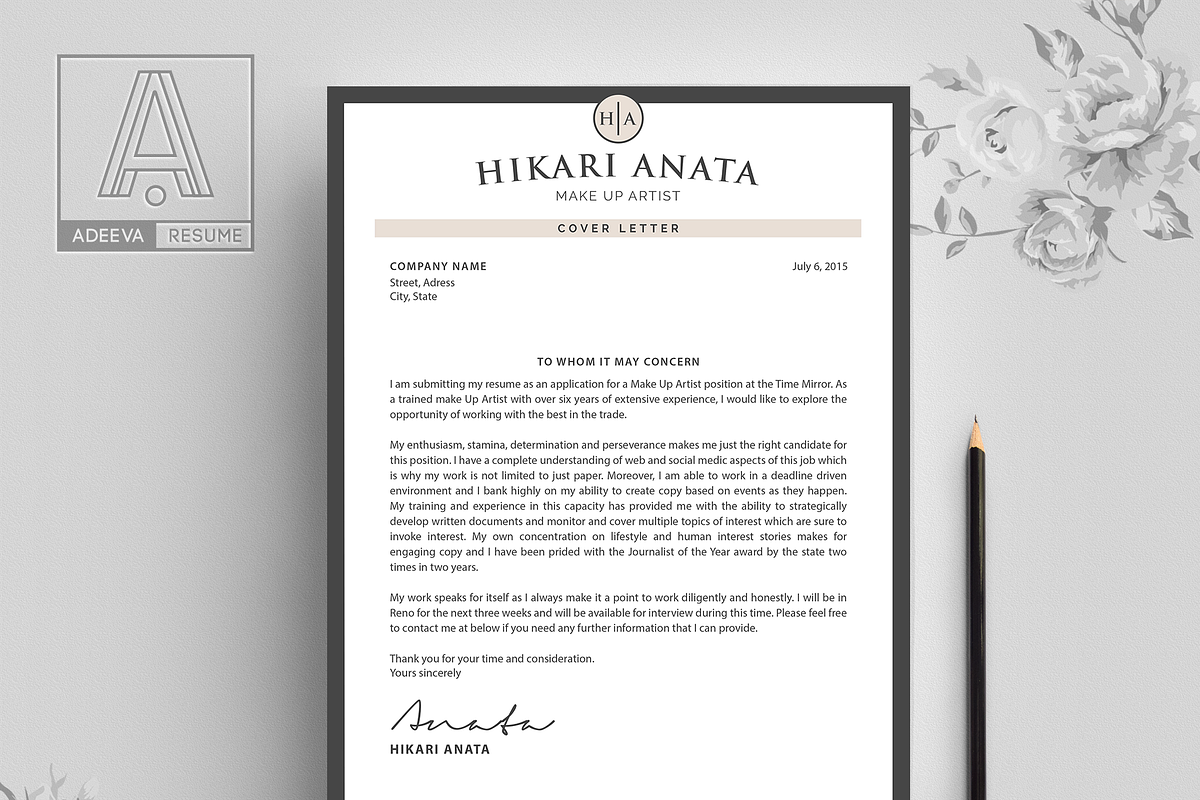Simple Resume Template Anata, a Resume Template by AdeevaResume (Photo 4 of 4)