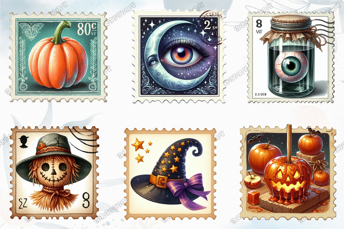 Halloween Postage Stamp Sublimation, a Graphic by designcity5 (Photo 2 of 5)