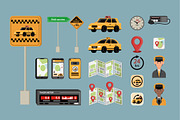 Tax Car Service Illustration Set, a Transportation Illustration by studiogstock (Thumbnail 1 of 3)