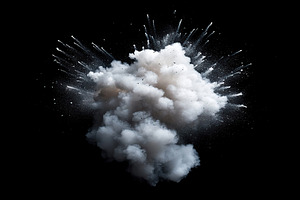 White powder explosion on black background, a Photo by AlyaAnd