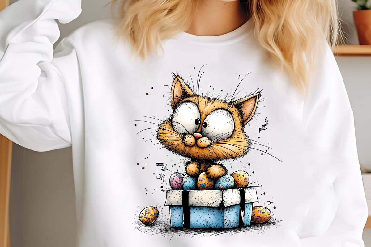 Whimsical Easter Cat Clipart, an Animal Illustration by designcity5 (Photo 4 of 5)