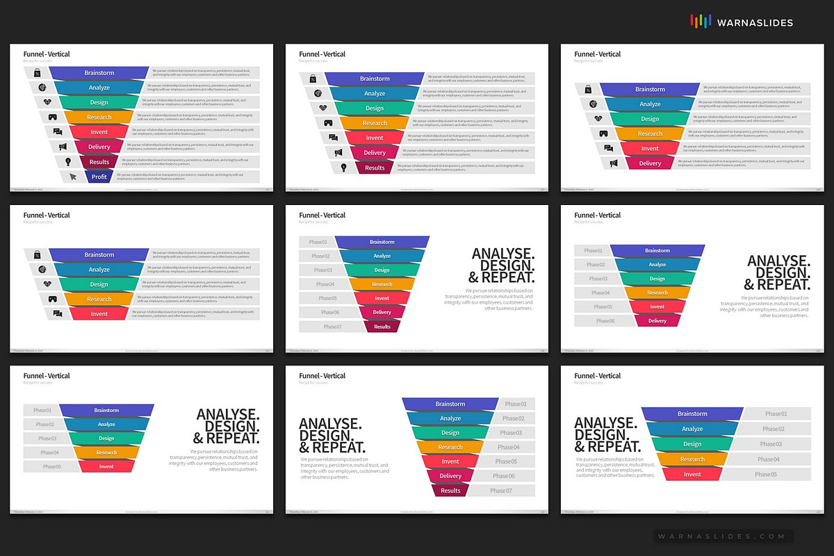 Funnel Diagram PowerPoint Templates, a Presentation Template by Warna Works (Photo 20 of 26)