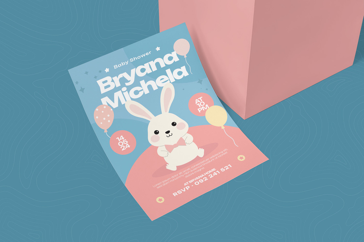 Rabbit Shower Baby Shower Invitation, an Invitation Template by Esensifiksi.studio (Photo 2 of 2)