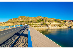 The dam of Negratin Reservoir in Spain, an Architecture Photo by Leonid Andronov