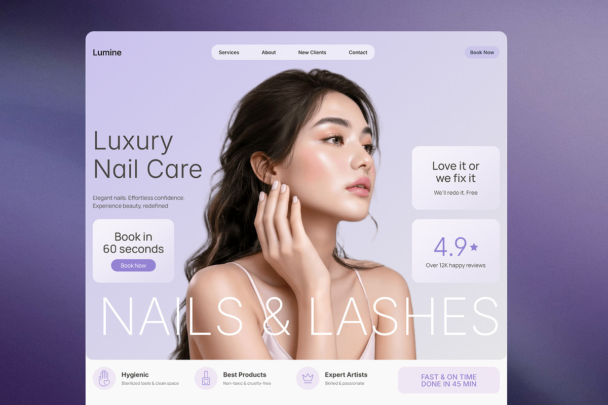 Nail Salon Framer Template w Booking, a Landing Page Template by vatesdesign (Photo 1 of 4)