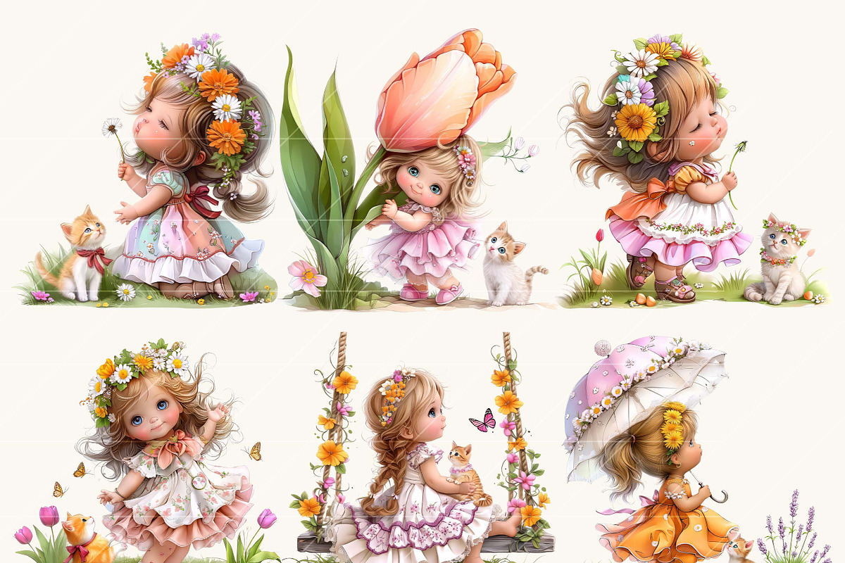 Cute LIttle Girl Gnome and Cat, a Person Illustration by Design Scotch (Photo 2 of 8)