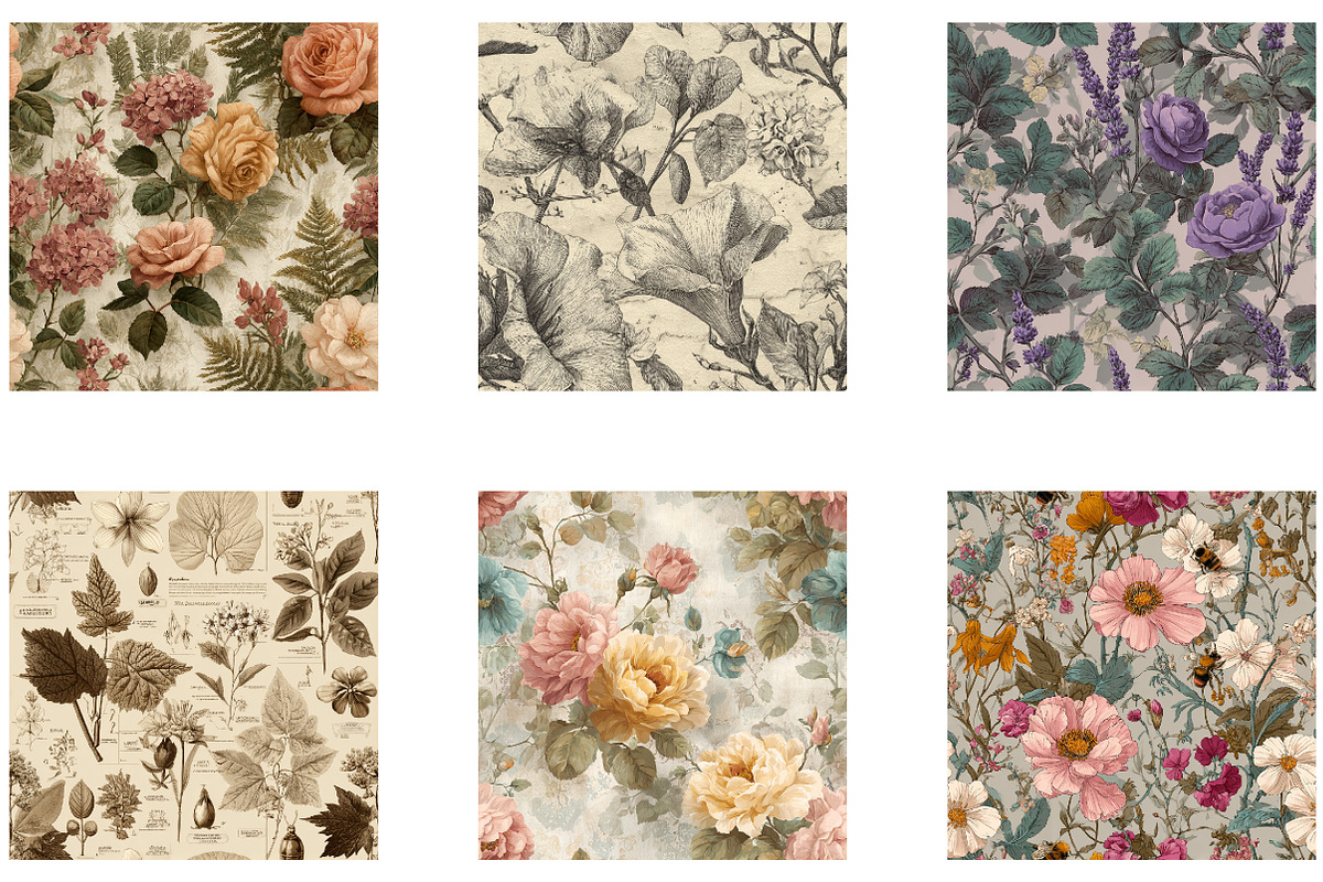 Victorian Botanical Floral Patterns, a Pattern Graphic by CreationArt (Photo 2 of 5)
