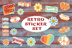 Collection Of Retro Stickers In 70s