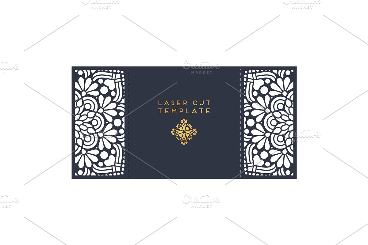 Vector wedding card laser cut template. Vintage decorative elements, an Invitation Template by Tori Shen