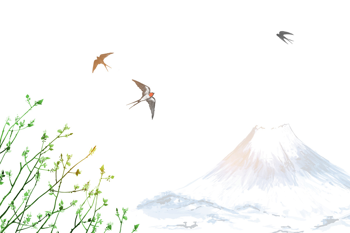 Japanese ink painting sumi-e. Birds., an Animal Illustration by Elina_Li (Photo 20 of 25)
