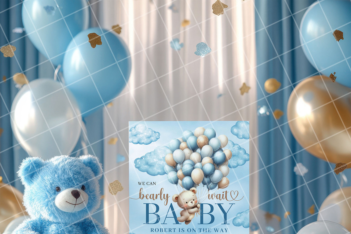 Boy baby shower invitation mockup PS, an Advertising Mockup by Blush Roses Print (Photo 7 of 7)
