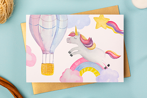 Baby Unicorns Watercolor Clip Arts