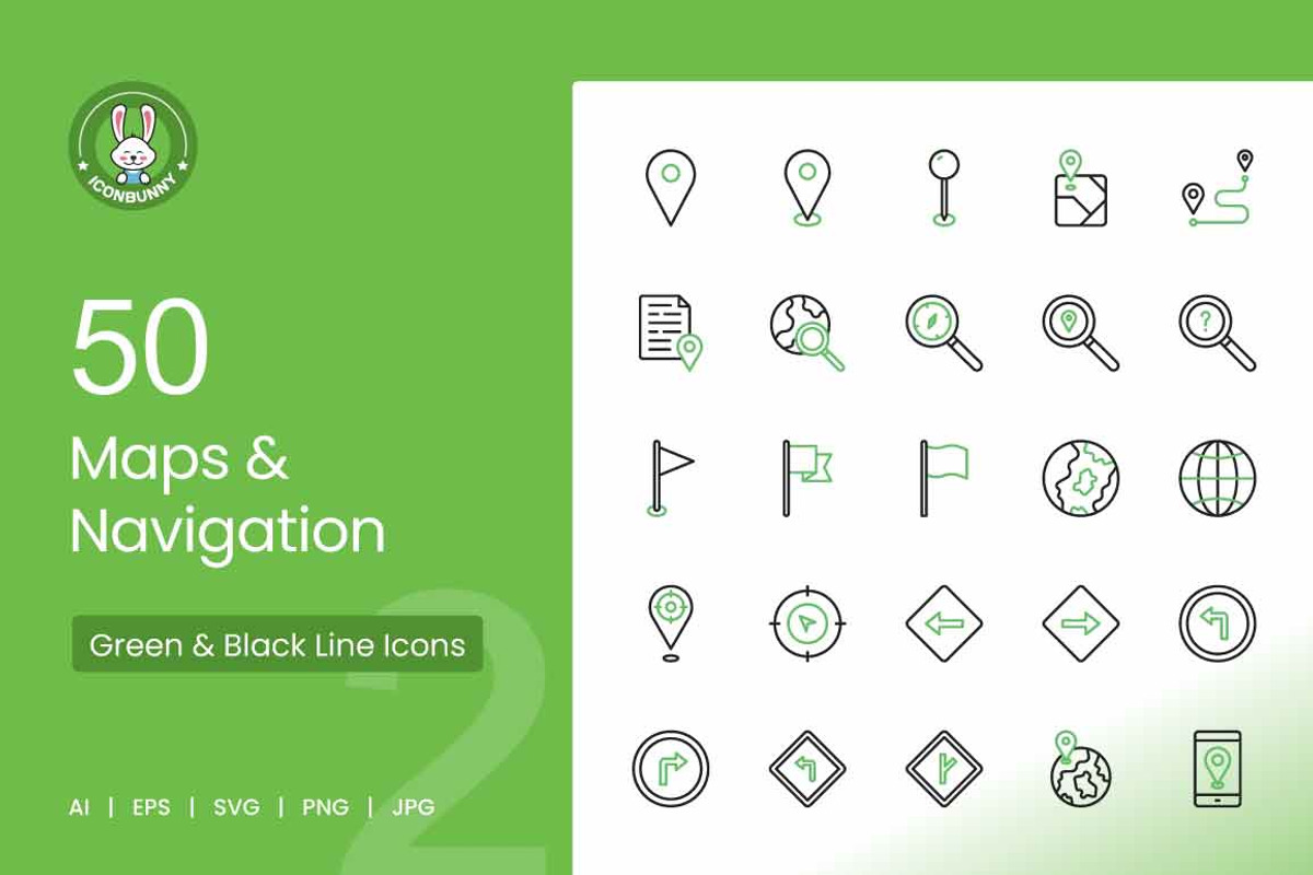 50 Maps & Navigation Green & Black, an Icon by IconBunny (Photo 1 of 2)