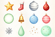 Christmas Tree Ornaments Clipart Set, an Illustration by CrexoraLab (Thumbnail 3 of 5)