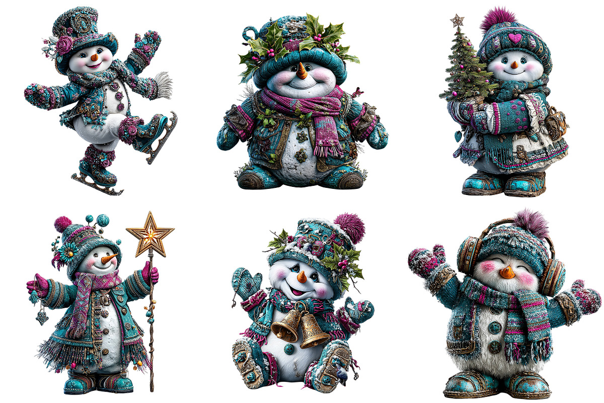 Merry Christmas Snowman Clipart, an Illustration by Craft Nest (Photo 9 of 10)