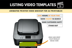 Animated printer listing video Canva