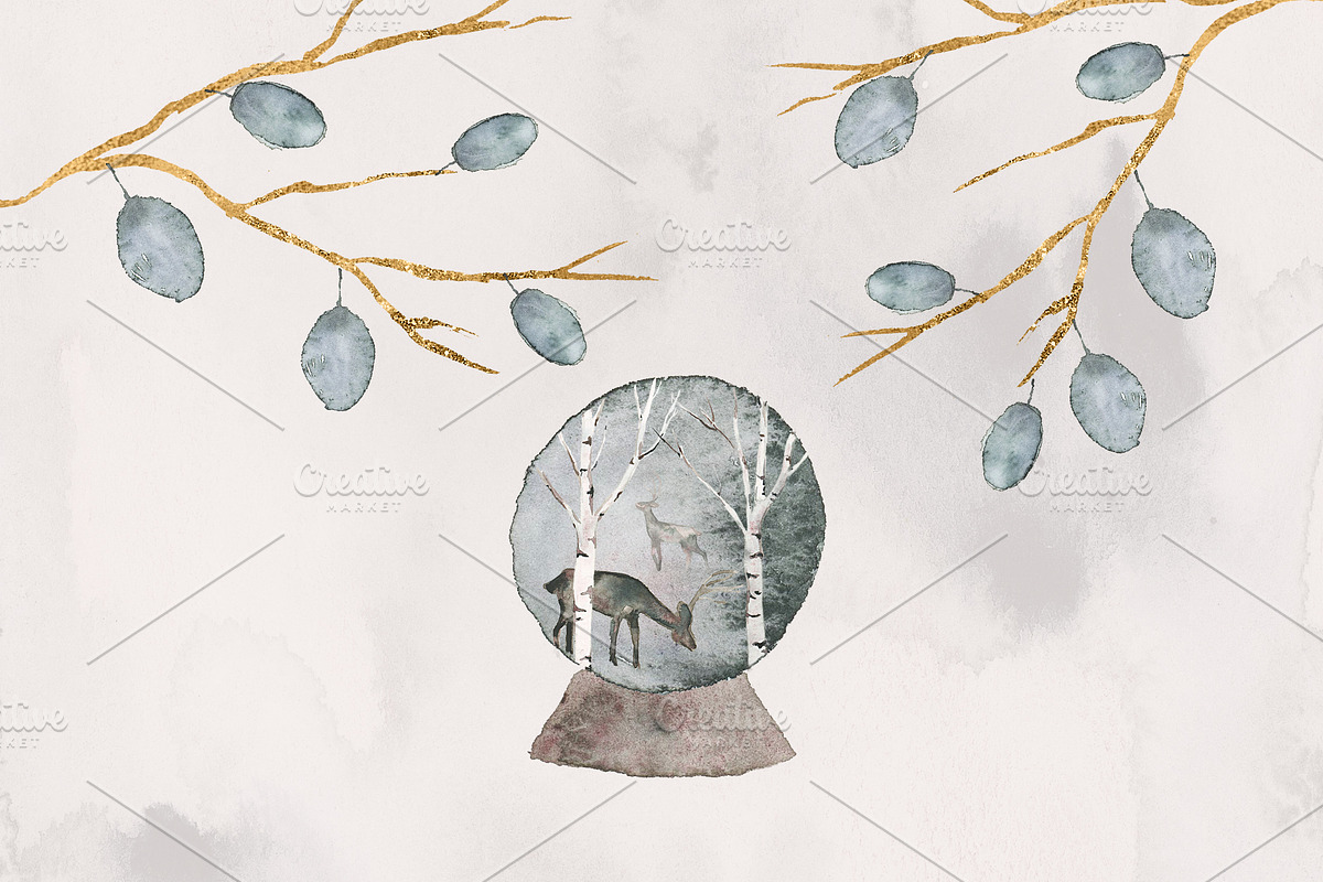 Scandinavian Winter Watercolor Set, an Animal Illustration by RhianAwni (Photo 8 of 13)