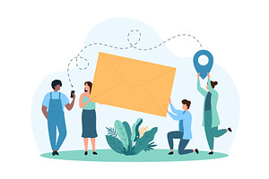 Delivery emails marketing letters, a Person Illustration by Flashvector