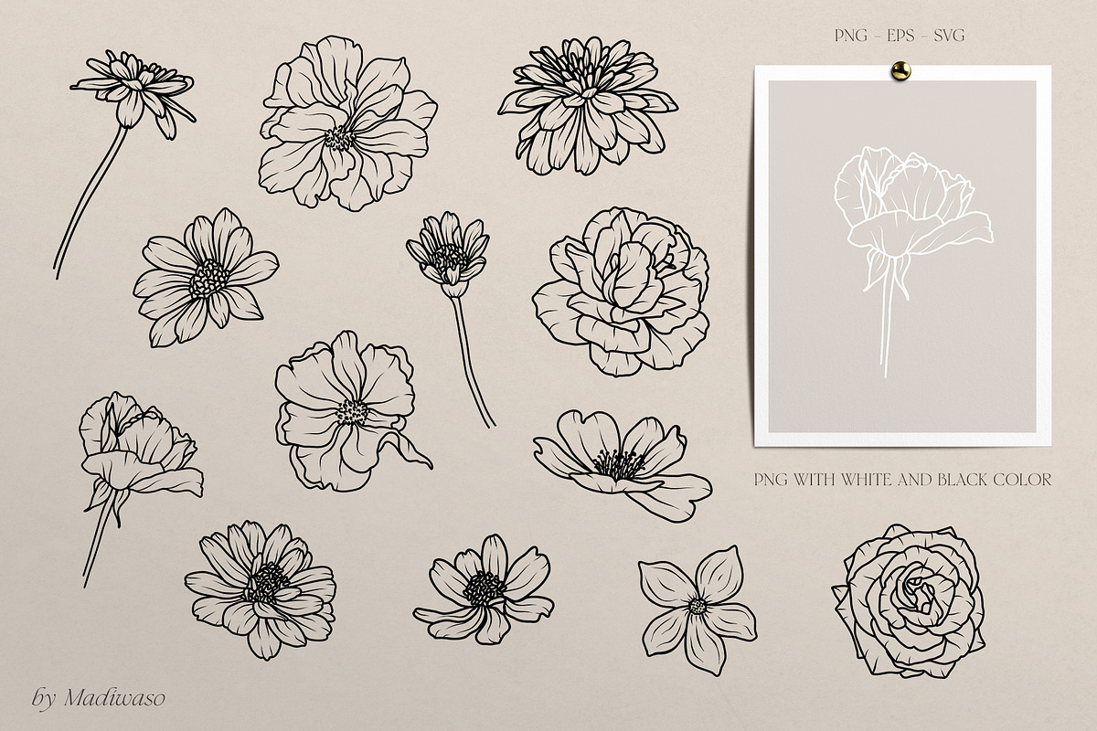 Woman body & flowers - line art set, a Person Illustration by Madiwaso (Photo 7 of 9)