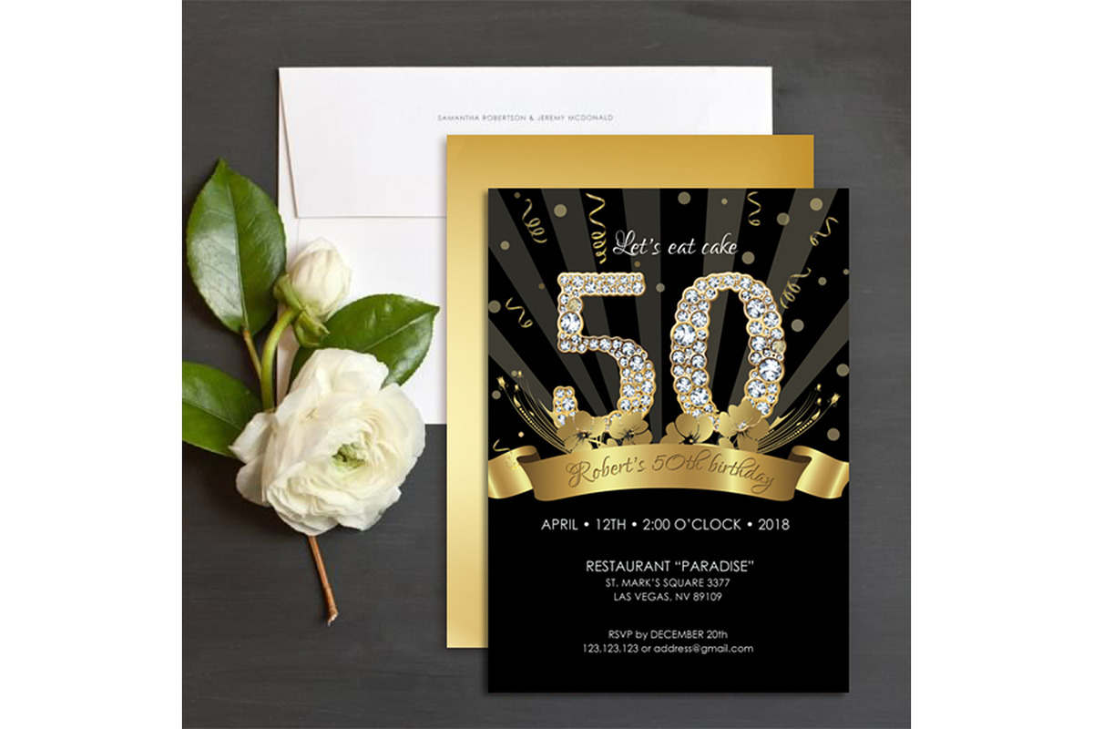 50th Birthday Invitation for Men, a Stationery Template by DreamsClipArt (Photo 3 of 3)