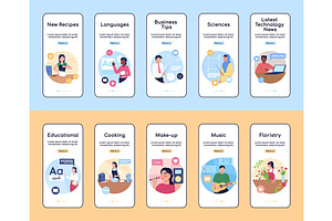 Online classes mobile app pages set, a Templates & Theme by IMG visuals characters