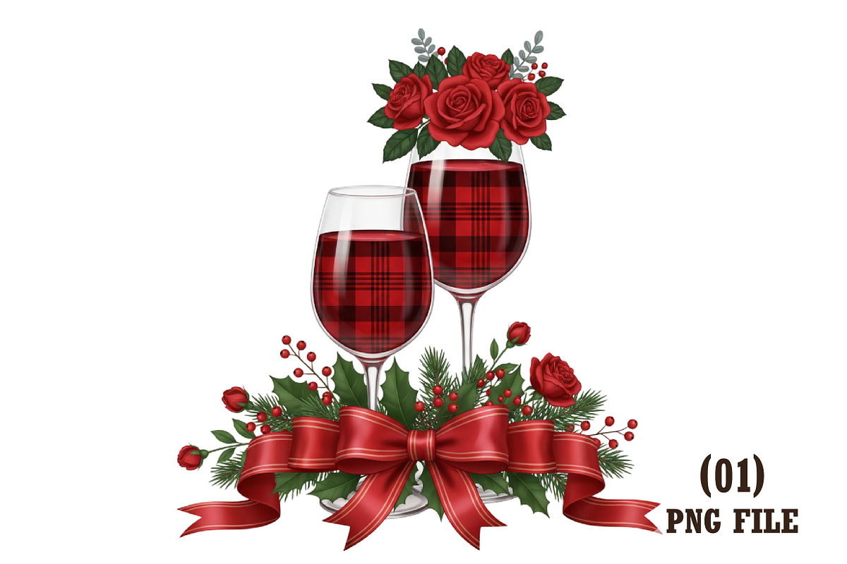 Christmas Wine Glass PNG, an Illustration by DreamArtGraphic (Photo 1 of 5)