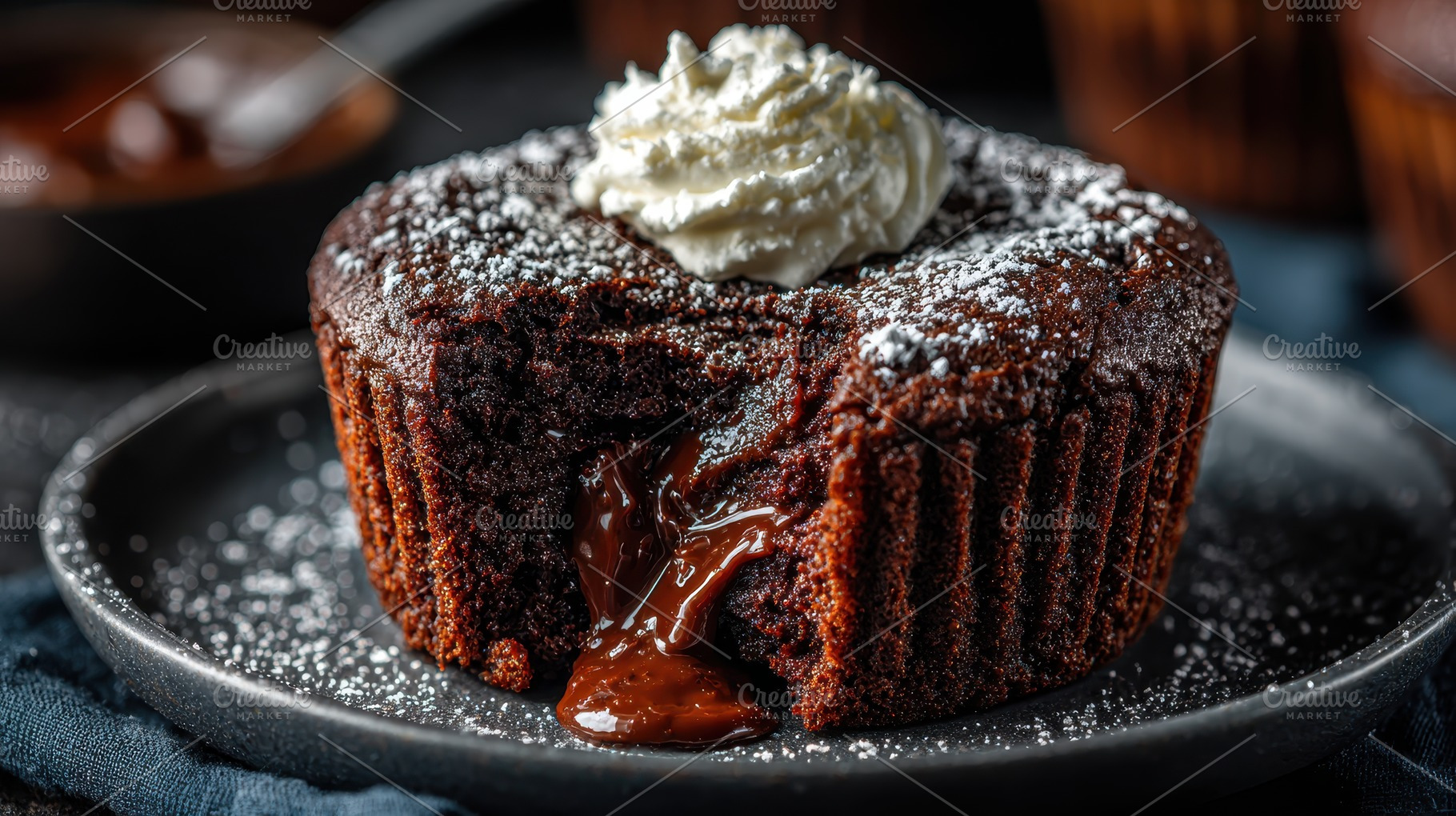 Molten Chocolate Lava Cake Delicious, a Photo by Pixeness Studio