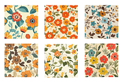 Seamless Retro Flowered Wallpaper, a Pattern Graphic by Chromolume Studio (Thumbnail 2 of 15)