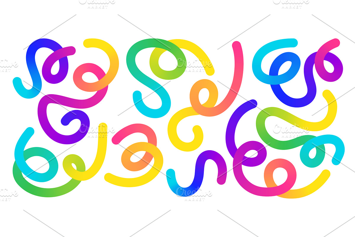 Twisting curvy rainbow lines -, an Illustration by YuliiaOsadcha