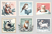 Winter postage stamps, a Seasonal Illustration by AnetArtStore (Thumbnail 4 of 7)