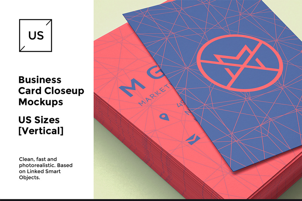 US Business Cards Mockup [close-up], a Print Template by ItemBridge