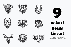 Animal wildlife head design lineart