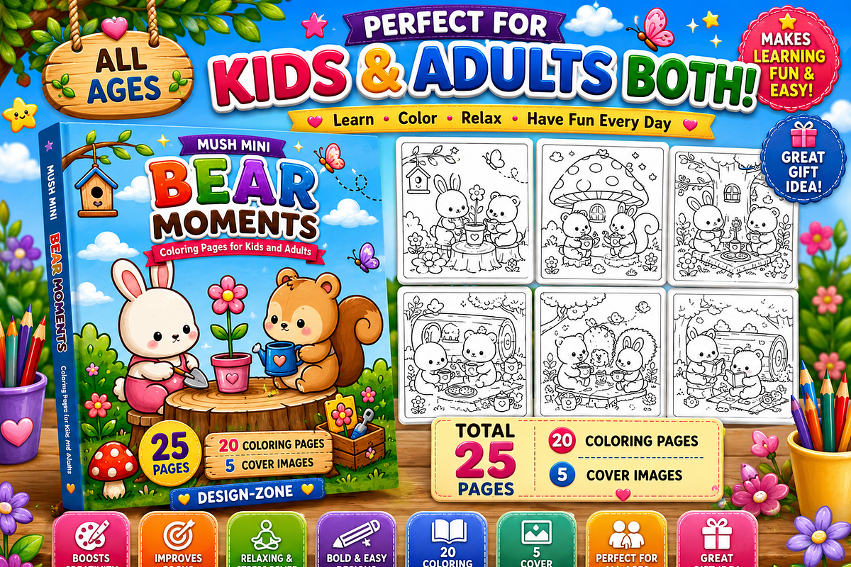 Mush Mini Bear Moments Coloring Book, an Education Illustration by Design Zone (Photo 3 of 5)
