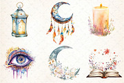 Watercolor Dreamy Boho Clipart PNG, an Illustration by DreamCafeArt (Thumbnail 3 of 5)