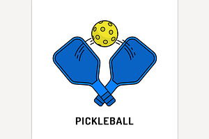 Pickleball symbol. New indoor or out, an Outline Icon by Anna's Shop