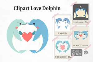 Clipart Love Dolphin, a Graphic by Artnoy