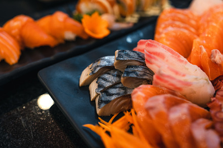 Sashimi and sashimion a plate in a Japanese restaurant, a Food & Drink Photo by Art Rachen