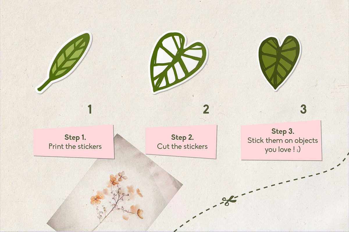 Monstera Nature Sticker Bundle SVG, a Work Illustration by InkCloudDesign (Photo 2 of 5)