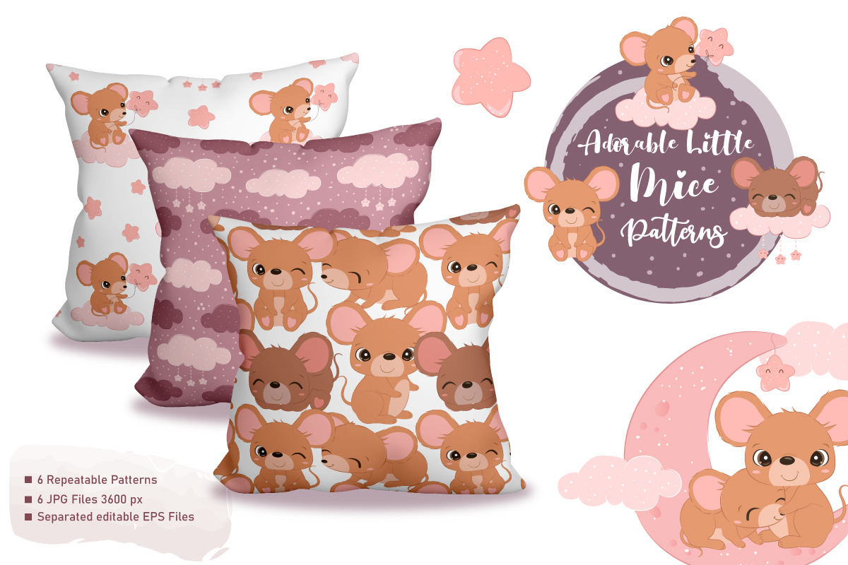 Adorable Little Mice Patterns, a Pattern Graphic by DrawStudio1988 (Photo 3 of 11)