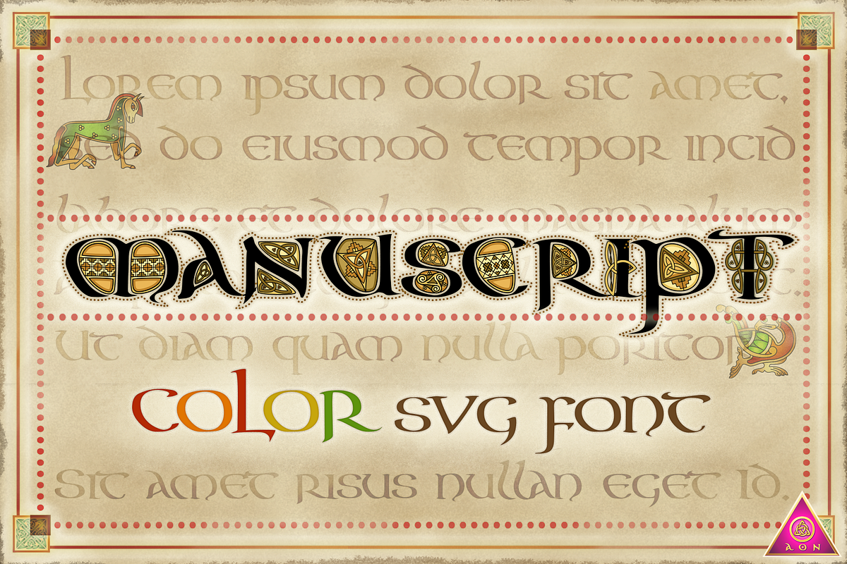 CELTIC Color FONT- AonManuscriptAntq, a Script Font by AonCelticArt (Photo 1 of 4)