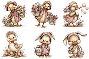 Whimsical Easter Duck Clipart, an Illustration by CraftArtStudio (Thumbnail 5 of 6)