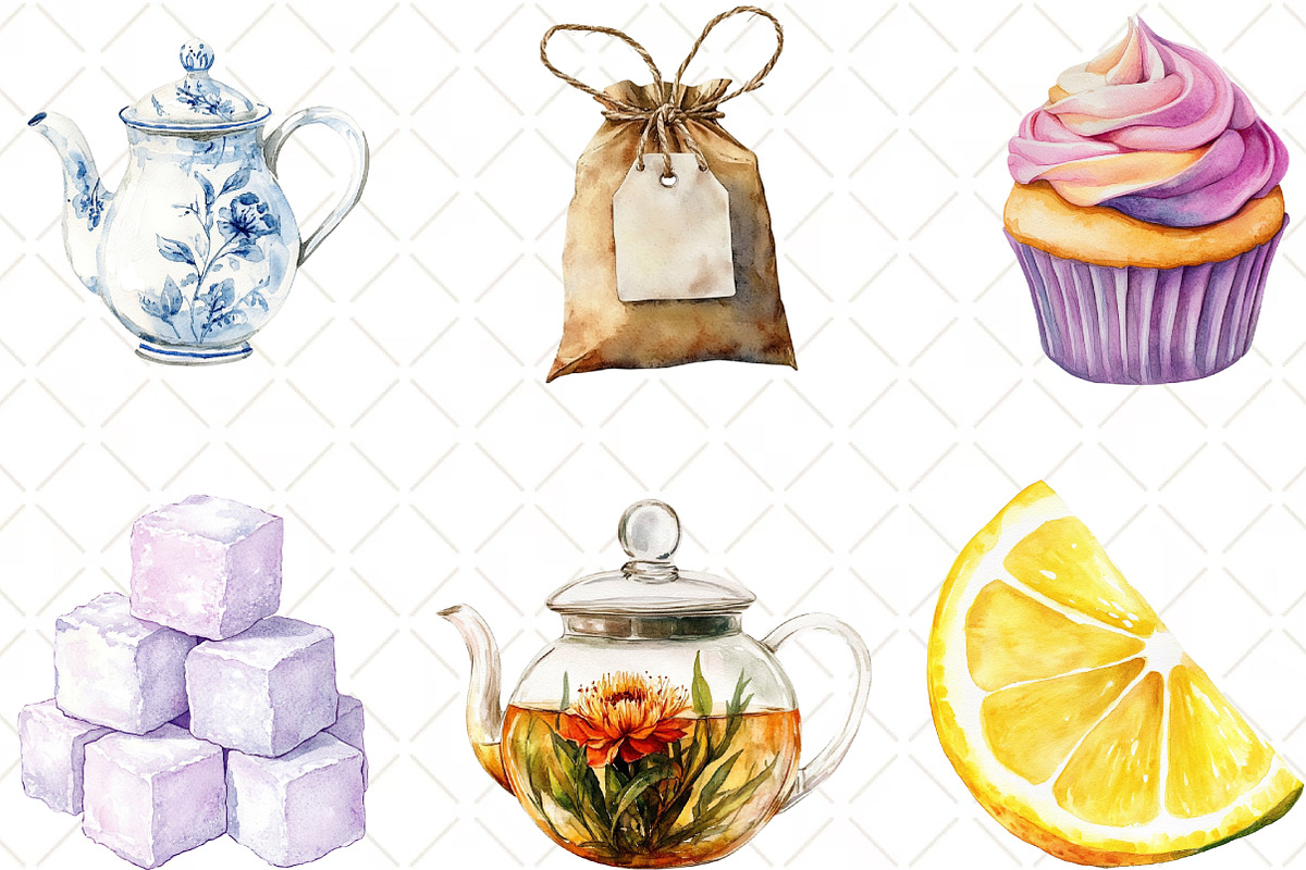 Watercolor Tea Time Clipart Bundle, an Illustration by Black Bird Studio (Photo 6 of 6)
