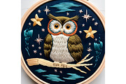 Embroidered owl bird animal, a Background Graphic by IrySha (Thumbnail 4 of 7)
