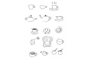 Coffee, Tea & Toast Illustration Set