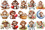 Watercolor Funny Monkey Clipart, an Illustration by CraftArtStudio (Thumbnail 2 of 5)