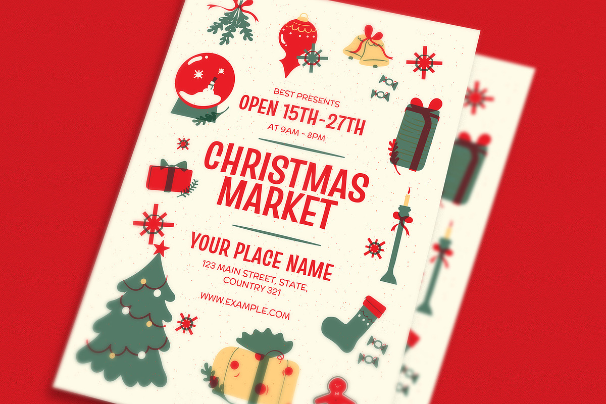 Playful Christmas Market Event Flyer, a Flyer Template by Guuver (Photo 2 of 3)