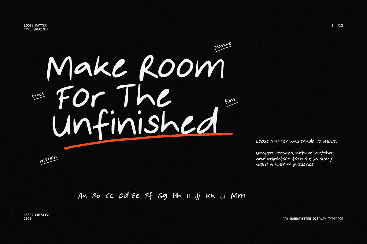 Loose Matter - Handwritten Font, a Handwritten Font by Hasbi Creative (Photo 4 of 12)